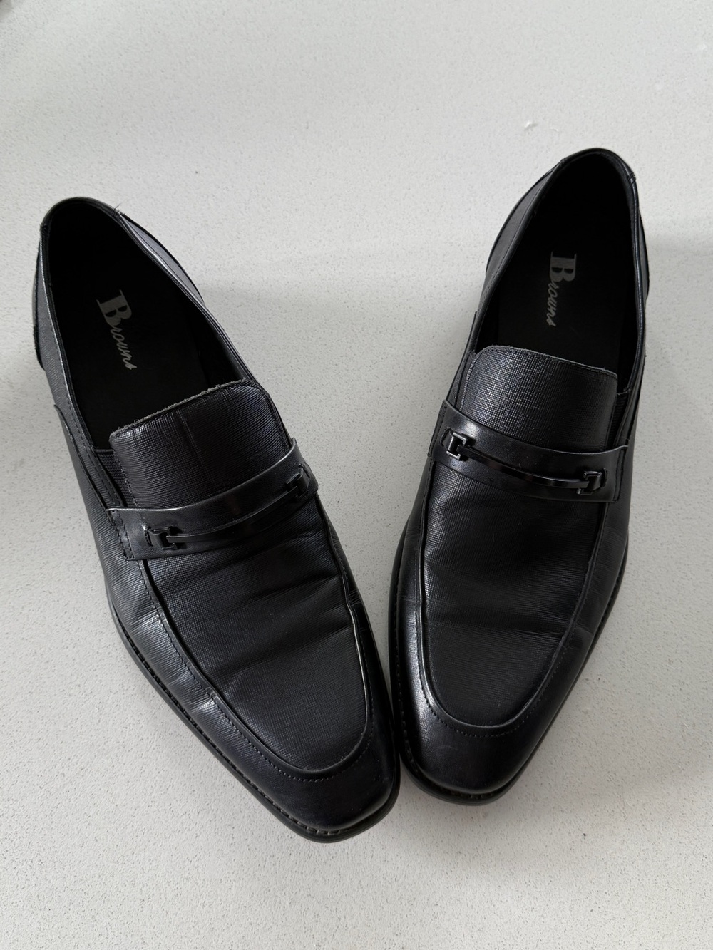 Bruno Black Leather Slip-On Loafers for Men